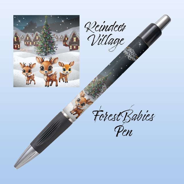 Bolígrafo Feliz Año Nuevo 🦌 🎄 🥂 🎉 (Feliz Ano Nuevo, Star Lit Village, Spanish Happy New Year , Holiday Celebration Gift Pen 🦌🎄🥂🎉 )
