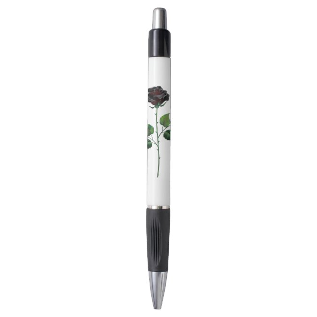 Bolígrafo Flor rosa negra (Frente vertical)