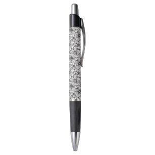 Bolígrafo Floral Blanco Negro