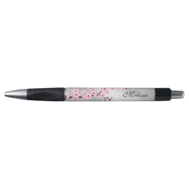 Bolígrafo Flores de Cerezo  Monograma Rosa Plata (Anverso)
