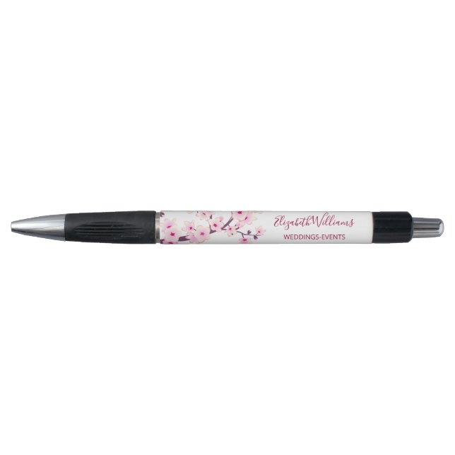 Bolígrafo Flores de Cerezo Rosadas Blancas Negocios  (Anverso)