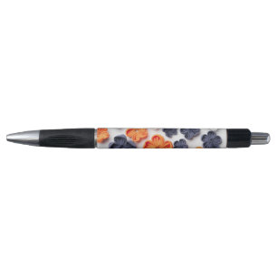 Bolígrafo Flores de tela cosida artesanal de primavera azul