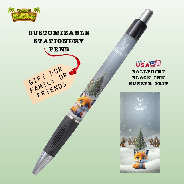 Bolígrafo Fox Woodland Wildlife Animal Let it Snow Xmas 🦊 (Cute Snowy Xmas Holiday Fox Wildlife Animal, Let it Snow, Christmas Animal ForestBabies Pen 🦊🎄🎁)