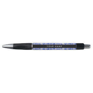 Bolígrafo Fret griego, llave de meandro mixta, azul, tu nomb