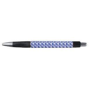 Bolígrafo Fret griego, patrón de onda mediterránea, azul