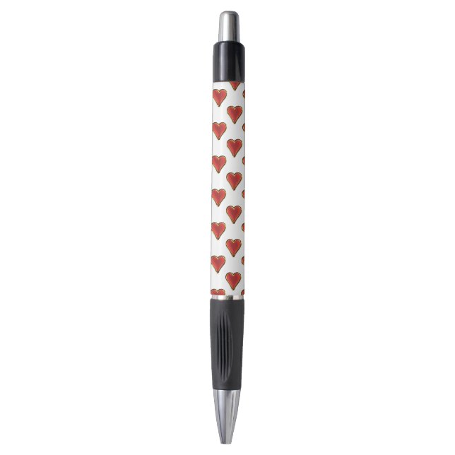 Bolígrafo Funny Heart Pattern oro rojo + tu fondo (Frente vertical)
