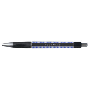 Bolígrafo Griego Fret Arabesque Blue, Tu Nombre, Personaliza