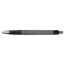 Bolígrafo Gris avec un cœur floral rose et rouge