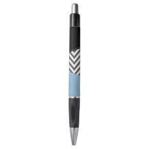 Bolígrafo Gris Zigzag, Gris Chevron, Zigzag Pattern, Azul