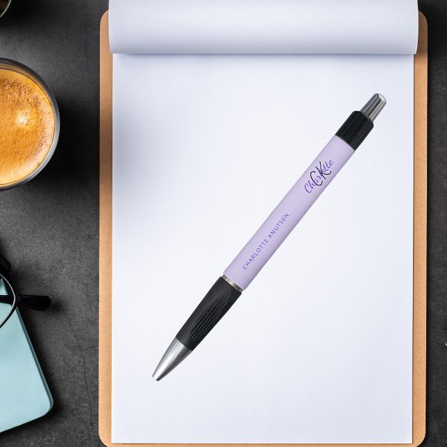Bolígrafo Guión de nombre de monograma de lavanda violeta (Subido por el creador)