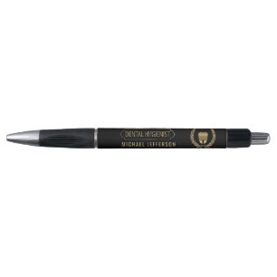 Bolígrafo Higienista dental - diente - negro y oro
