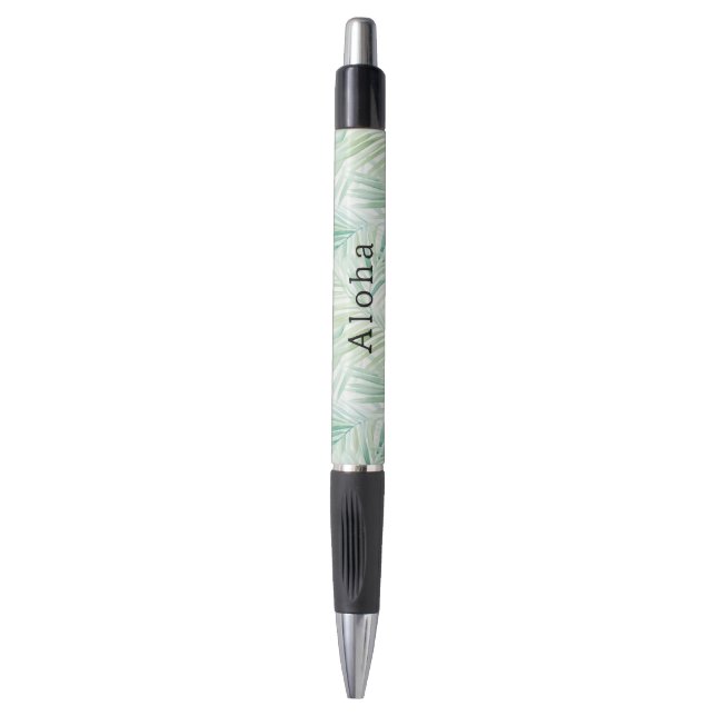 Bolígrafo Hojas Tropicales Verdes Aloha (Frente vertical)