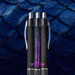 Bolígrafo Humo de dragón negro y morado con tu nombre