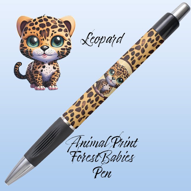 Bolígrafo Impresión de animales salvajes de la jungla de leo (Leopard Kitty Cat Customizable ForestBabies Feline Kitten Animal Print Pen 🐆)
