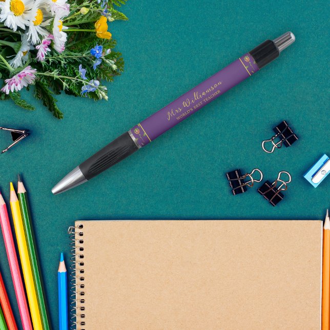 Bolígrafo Lápiz floral moderno y brillante de un profesor (Bright Modern Floral Teacher's Pen. Say thank you with this personalised gift.)
