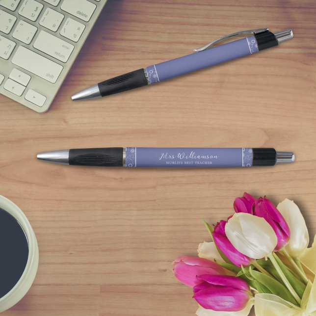Bolígrafo Lápiz floral moderno y brillante de un profesor (Bright Modern Floral Teacher's Pen. Say thank you with this personalised gift.)