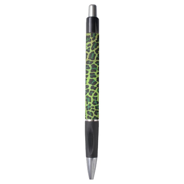 Bolígrafo Leopard Black and Green Print (Frente vertical)