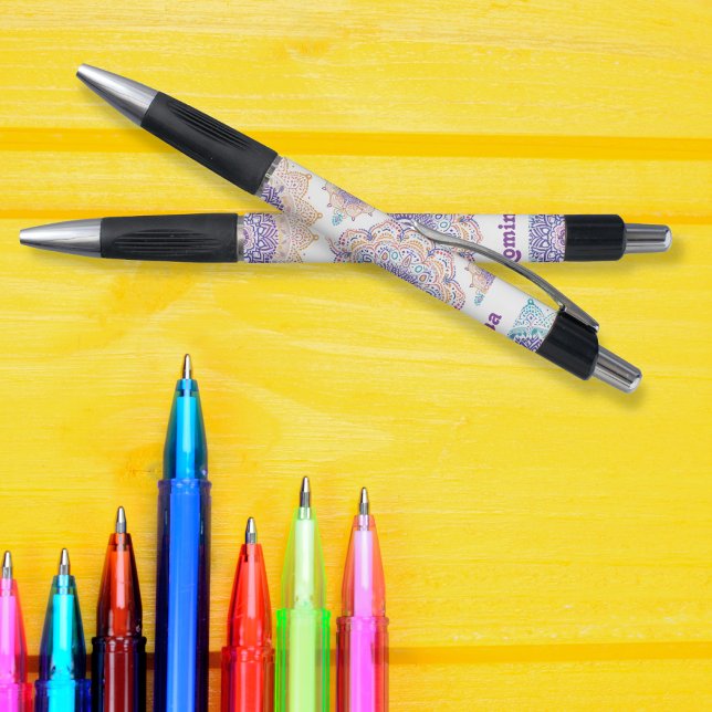 Bolígrafo Lila Flower Mandala Patrón colorido personalizado (Lila Flower Mandala Colorful pattern personalized Pen)