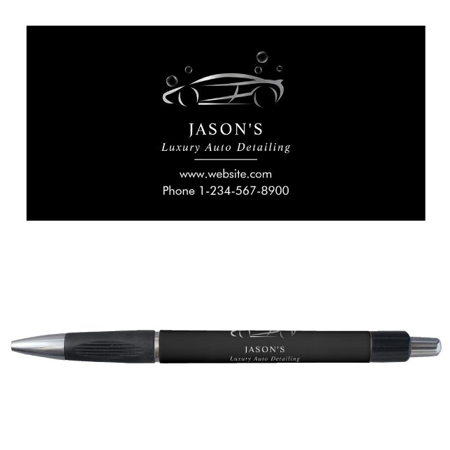 Bolígrafo Limpieza automática de coches de lujo negro y plat (Black & Silver Luxury Auto Detailing Car Cleaning Pen)