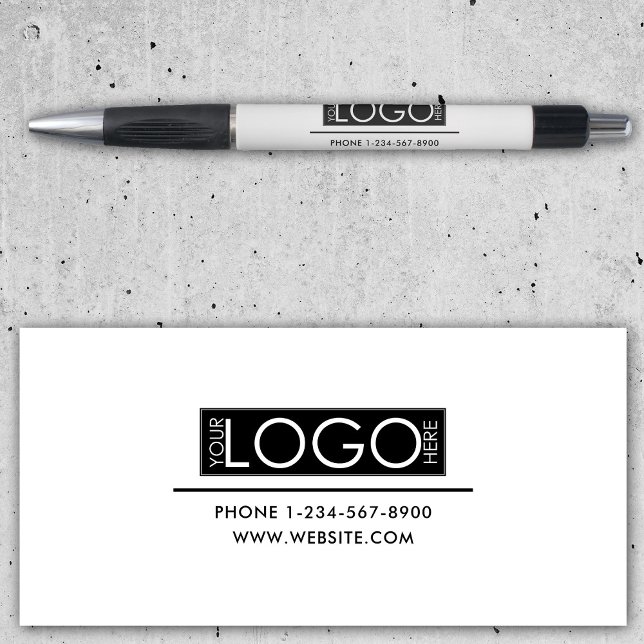 Bolígrafo Logotipo de negocio profesional Detalles de contac (Professional Business Logo Contact Details Simple Pen)