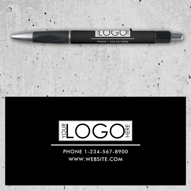 Bolígrafo Logotipo empresarial profesional Detalles de conta (Professional Business Logo Contact Details Simple Pen)