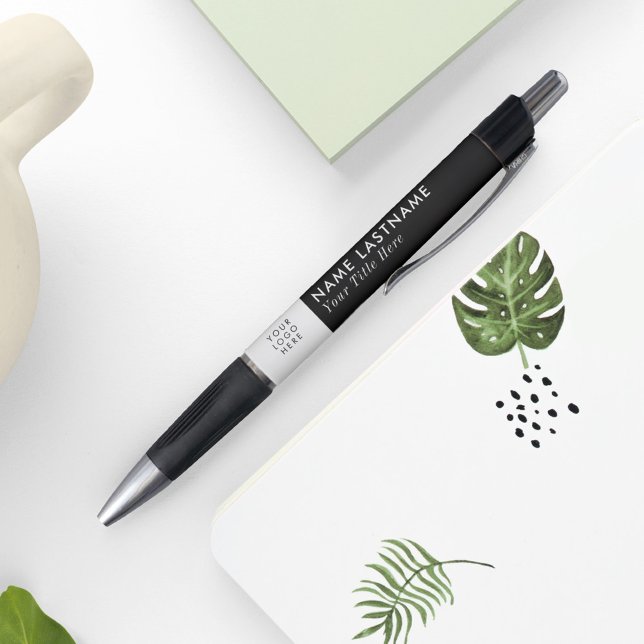 Bolígrafo Logotipo personalizado Elegante Nombre blanco negr (Subido por el creador)