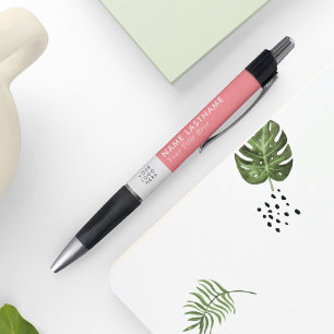 Bolígrafo Logotipo personalizado elegante rosa claro simple