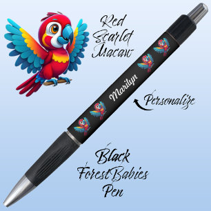 Bolígrafo Loro de Macao, animal negro de ave tropical 🦜