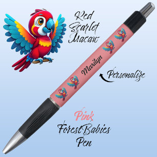 Bolígrafo Loro de Macao, animal tropical de azahar 🦜 rosa