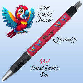 Bolígrafo Loro de Macaw, animal tropical de azahar 🦜 rojo