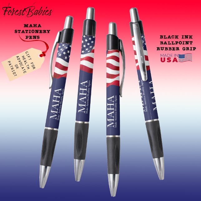 Bolígrafo MAHA Haz que Estados Unidos vuelva a ser saludable (MAHA Make America Healthy Again Patriotic Red White Blue USA Flag Gifting Stationery Ink Pen 🇺🇸)