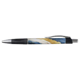 Bolígrafo Marble de hojas de oro y azul de la marina de lujo