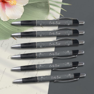 Bolígrafo Marfil Gris Pizarra Arte de Línea Floral Minimalis