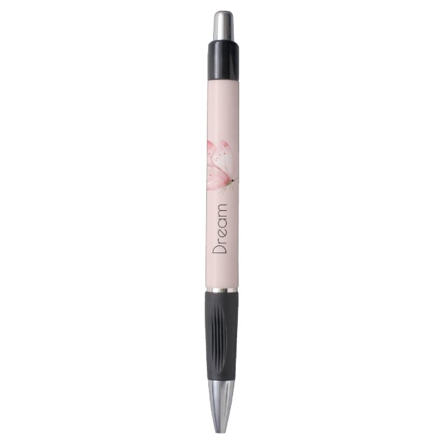 Bolígrafo Mariposa de Cestería Rosa (Frente vertical)