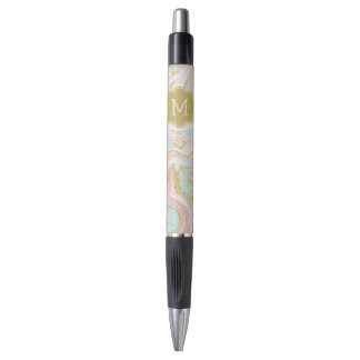 Bolígrafo Mármol rosa y dorado monogramado