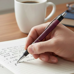 Bolígrafo Marrón con Aspecto de Cuero con Nombre P