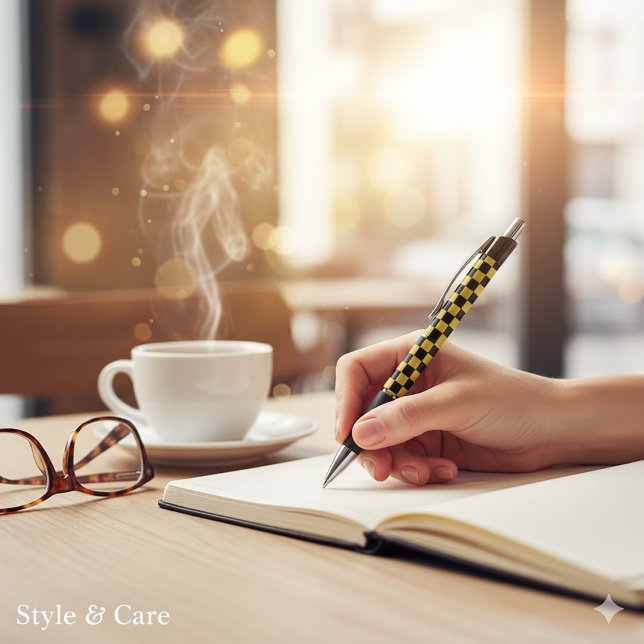 Bolígrafo Metallic Gold Black Square Box Pattern Style Emmy (Metallic Gold Black Square Box Pattern Style Emmy Pen)