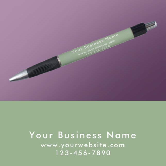 Bolígrafo Modern Minimalist Sage Green Business Promotional (Customize this modern script sage green business promotional pen gift.
)