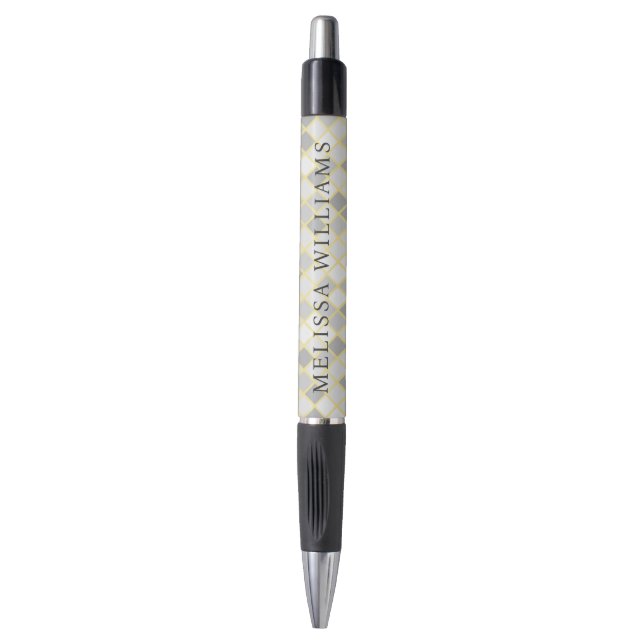 Bolígrafo Modern Yellow & Gray Geometric Business Logo Pen (Frente vertical)