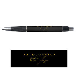 Bolígrafo Monograma de letra script profesional negro oro