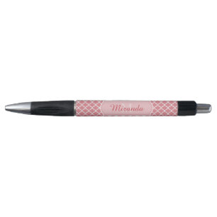 Bolígrafo Monograma De Quatrefoil Rosa De moda Con Nombre