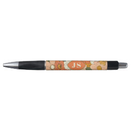 Bolígrafo Monograma floral de ranura Naranja retro