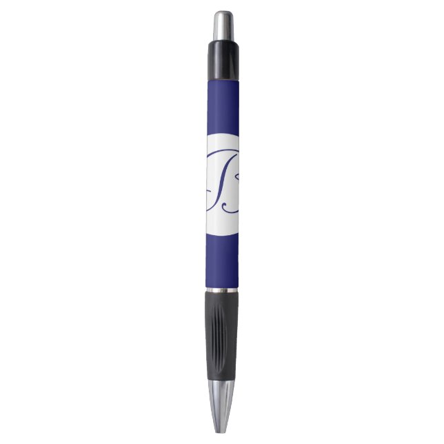 Bolígrafo Monograma negrita de círculo azul (Frente vertical)