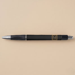 Bolígrafo Monograma personalizado enmarcado en negro y dorad
