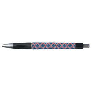 Bolígrafo Mosaicos marroquíes azules y rojos, Entramado, Cua