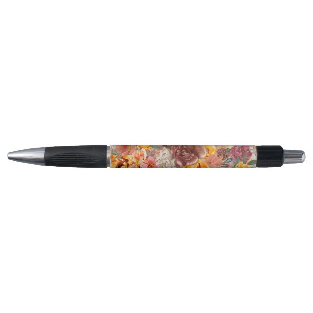 Bolígrafo Naranja Burgundy otoño otoño acuarela floral (Anverso)