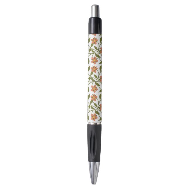 BOLÍGRAFO NARANJA FLOWERS (Frente vertical)