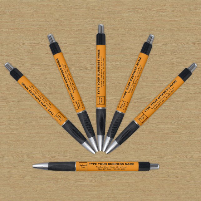 Bolígrafo Naranja Marca comercial en pluma (Pen with orange barrel and your business brand)