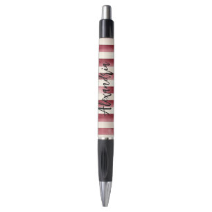 Bolígrafo Navidad Rayas Crema Borgoña Roja