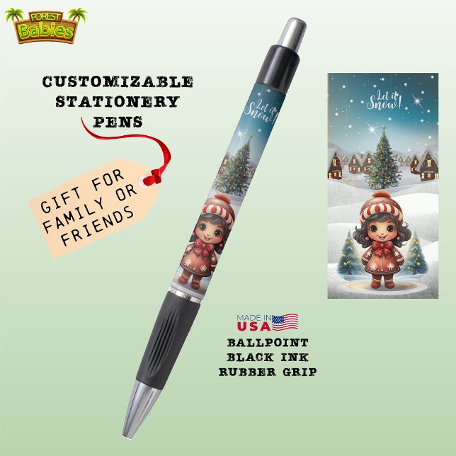 Bolígrafo Navidades Gingerbread Chica Let it Snow ❄️ 🎄 🎁 (Cute Christmas Gingerbread Girl Winter Wonderland Let it Snow  Xmas Holiday ForestBabies Pen ❄️🎄🎁)